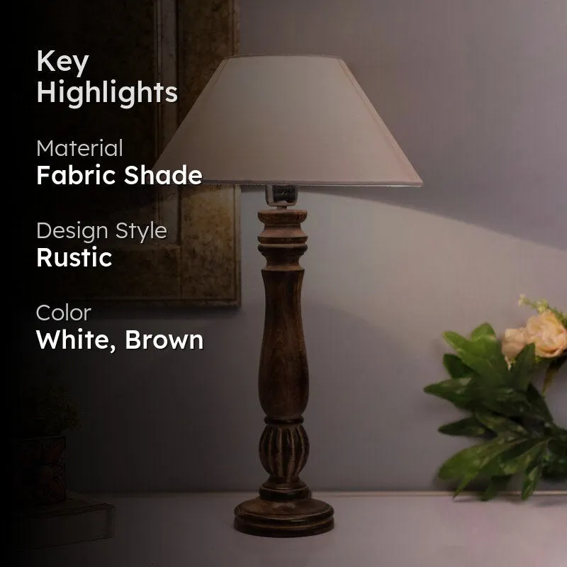 Vintage Victorian Fabric Table Lamp - White,Brown media 2
