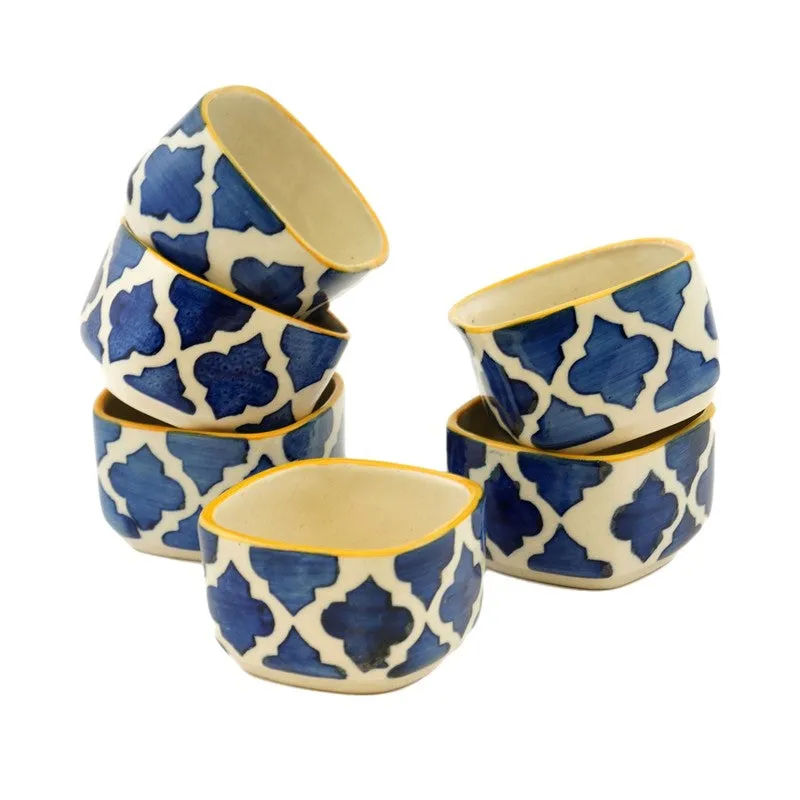 Dinea Ceramic Dip Bowls (Blue,Yellow ,40 mL Each) - Set Of Six media 3