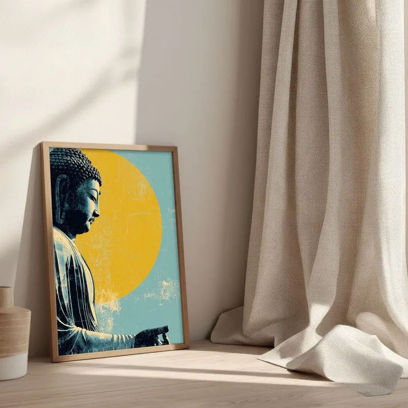 Buddha In Golden Aura II Archival Paper Wall Painting With Brown Frame media 3