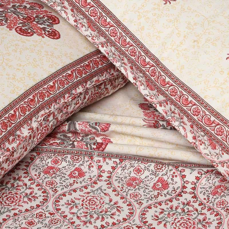 Pink Zinnia Cotton Bedsheet - 144 TC media 6