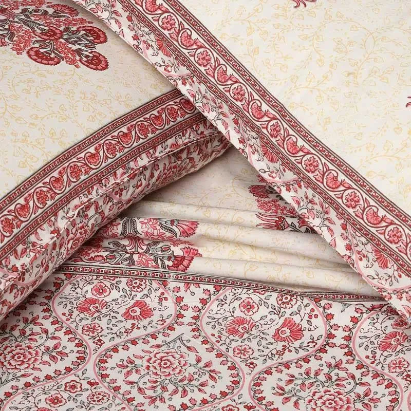 Pink Zinnia Cotton Bedsheet - 144 TC media 6