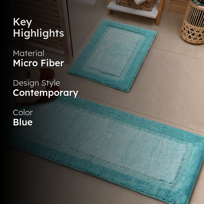 Tranquil Touch Microfiber Bath Mats (Blue) - Set of Two media 2
