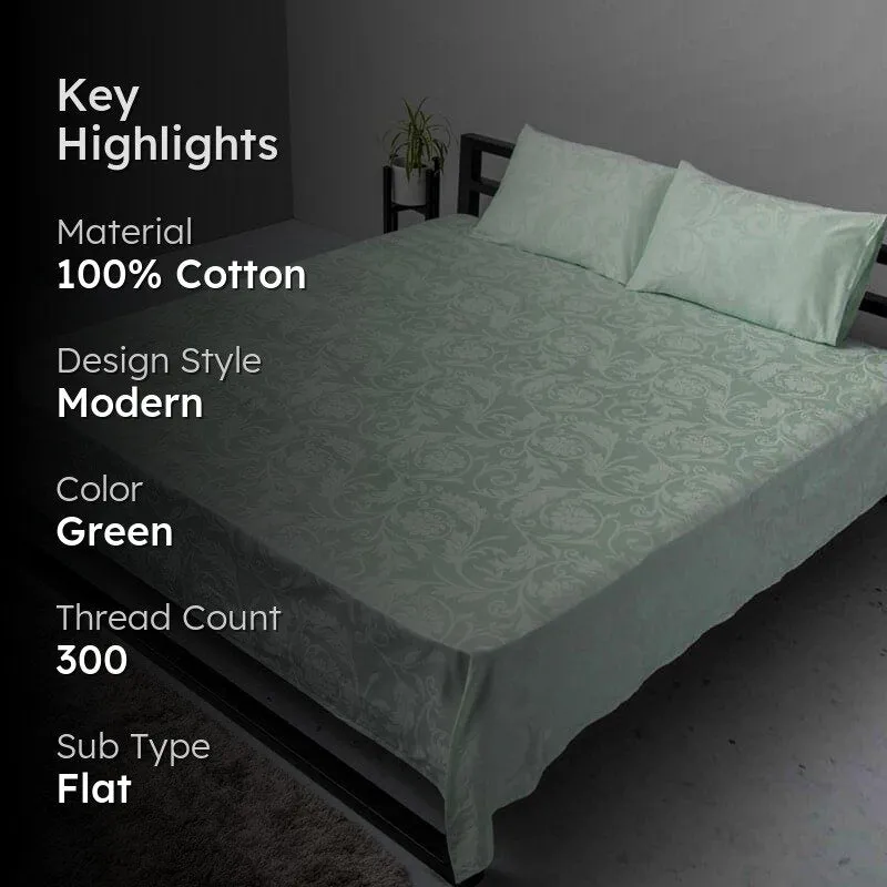 Fruva Vine Floral Cotton Bedsheet (Green) - 300 TC media 2