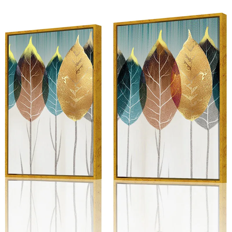 Frame Of Leaves Canvas Wall Art - Set Of Two media 4