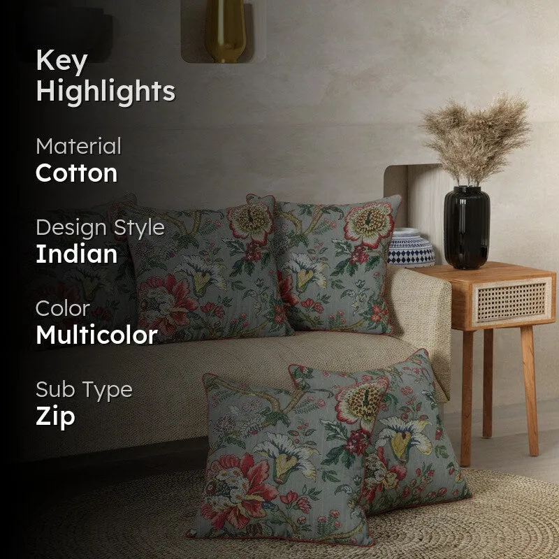 Bloomira Floral Multicolor Cushion Cover Set - Set Of Five media 2