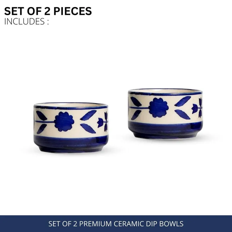 Culinova Ceramic Dip Bowls (Blue,White ,40 mL Each) - Set Of Two media 3