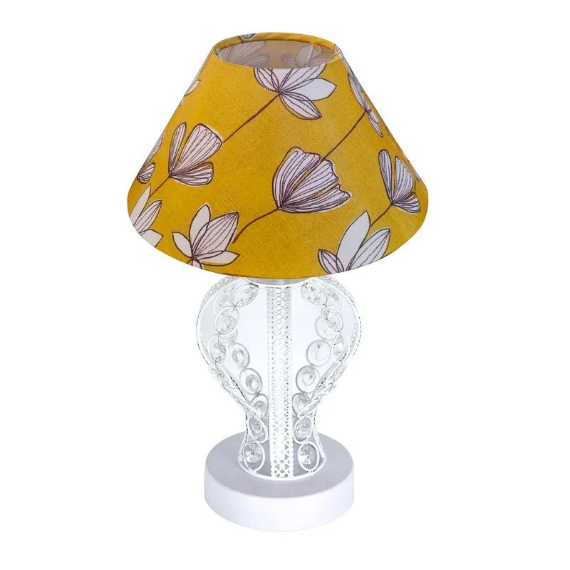 AuraCharm Elegant Bedside Metal Table Lamp - White,Yellow media 4