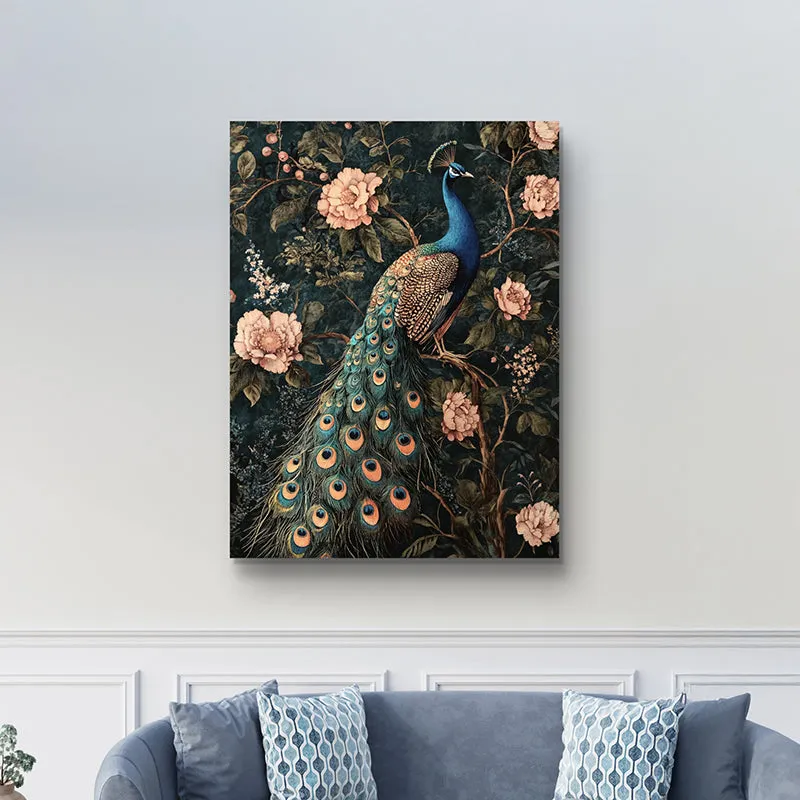Noir Peacock Wall Painting media 5