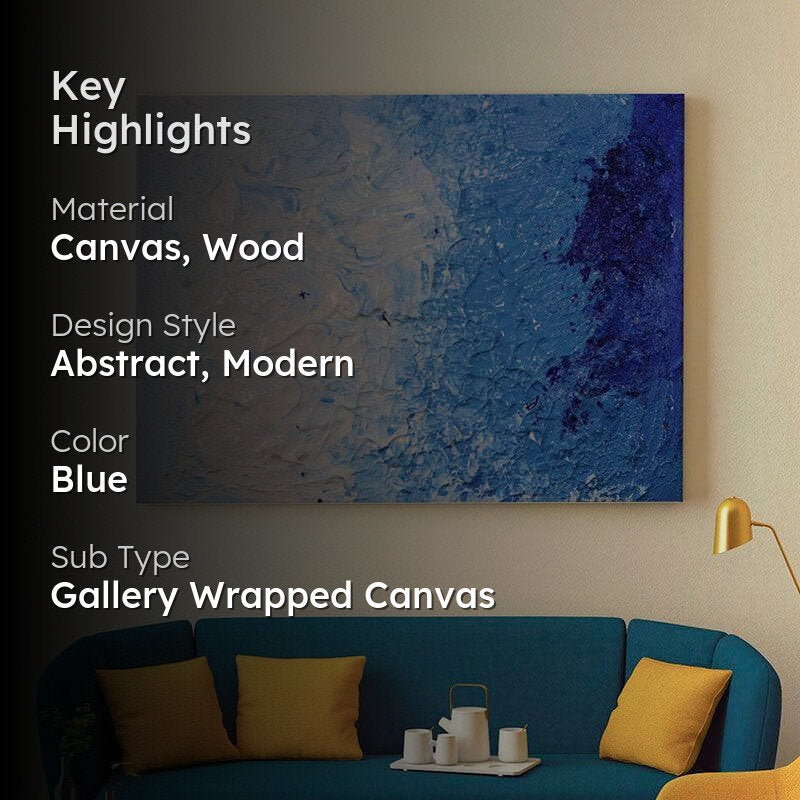 Royal Blue Abstract Canvas Painting - Gallery Wrap media 2