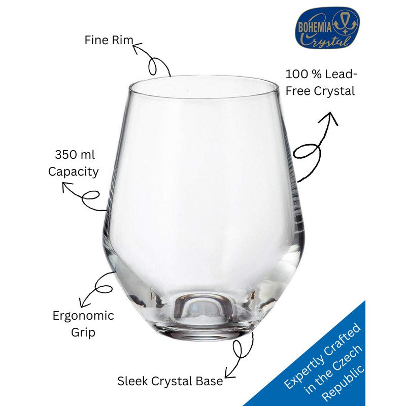 Davin Bohemia Crystal Wine Glass(350 mL) - Set Of Six media 6
