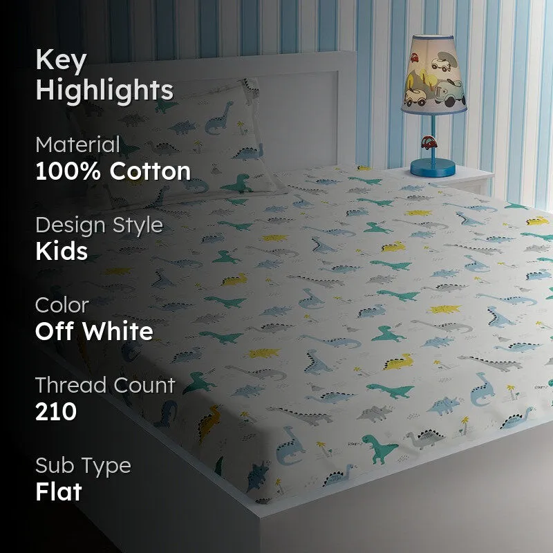 Creamy Meadow Cotton Bedsheet - 210 TC media 2