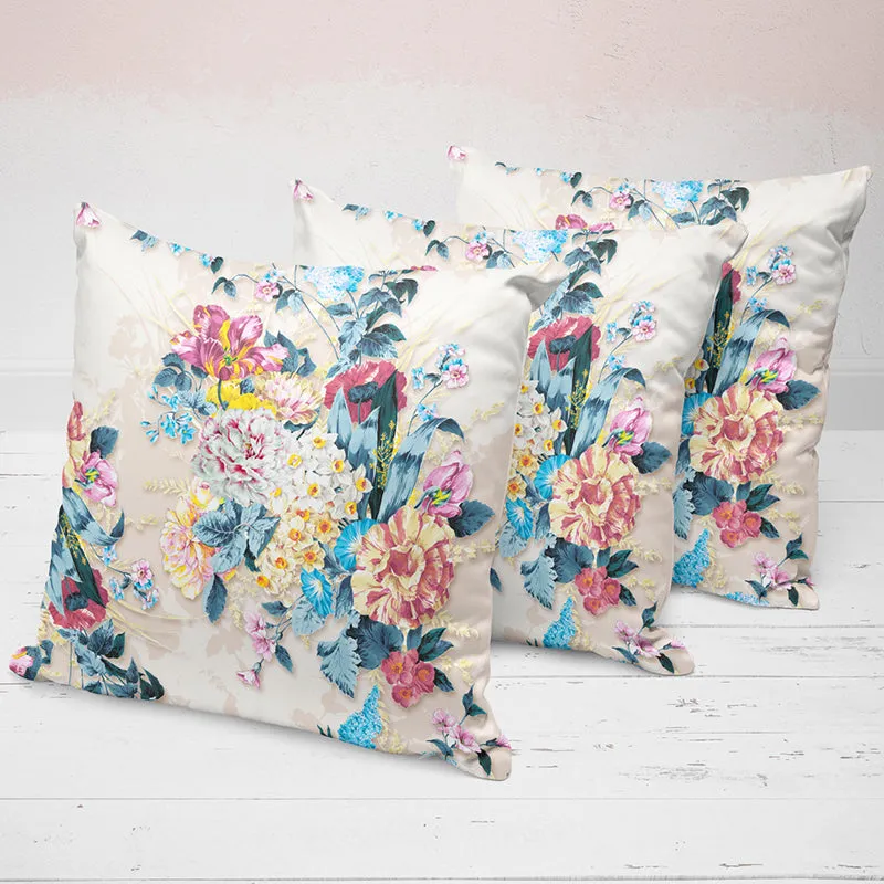 Aqua Flora Printed Cushion Cover Set - Set Of Three media 1