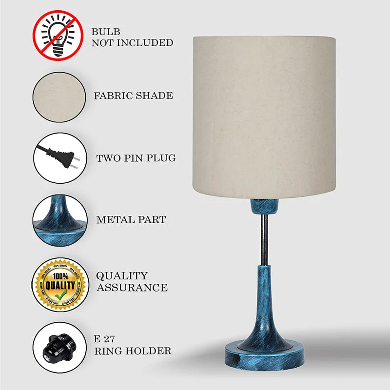 Arialla Bleu Drum Metal Table Lamp - Grey,Blue media 4