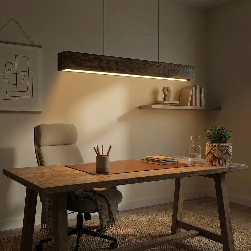 StraightBeam Wooden Ceiling Lamp - Brown