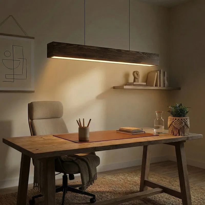 StraightBeam Wooden Ceiling Lamp - Brown media 1