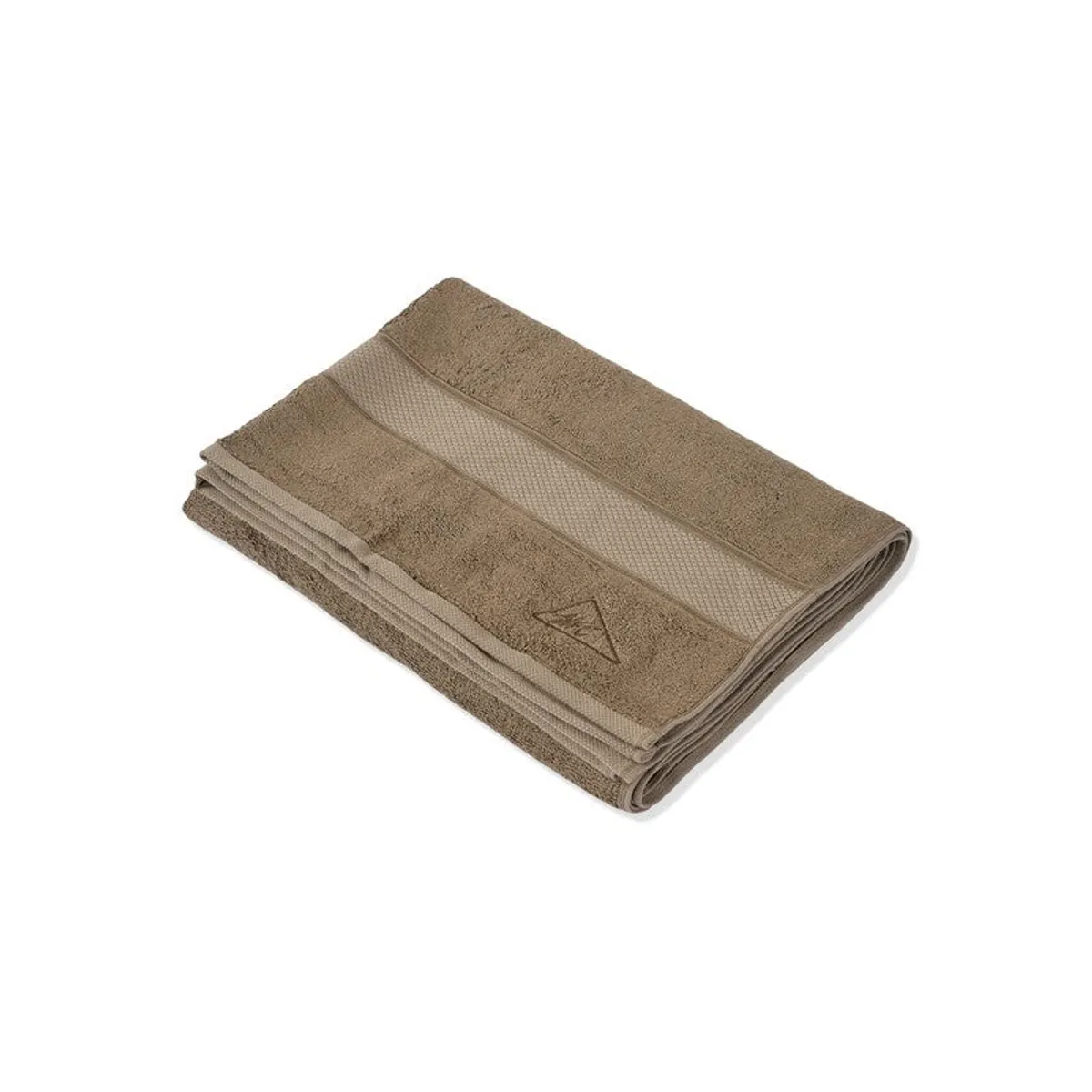 Folded brown bath towel shown against a clean white background.
