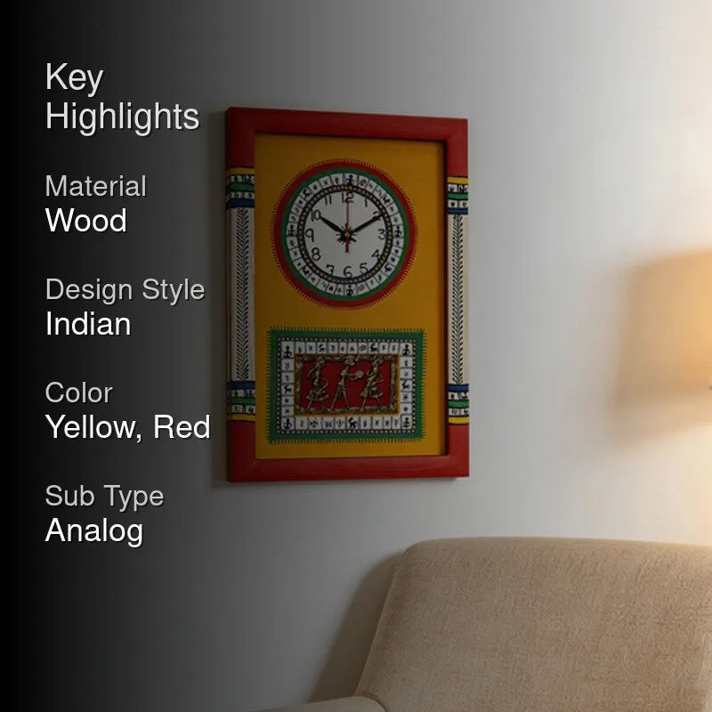 Sanjoya Warli Wall Clock - Yellow media 2