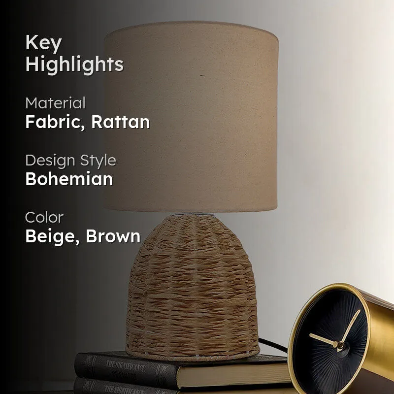 Palladian Curve Raffia Fabric Table Lamp - Beige,Brown media 2