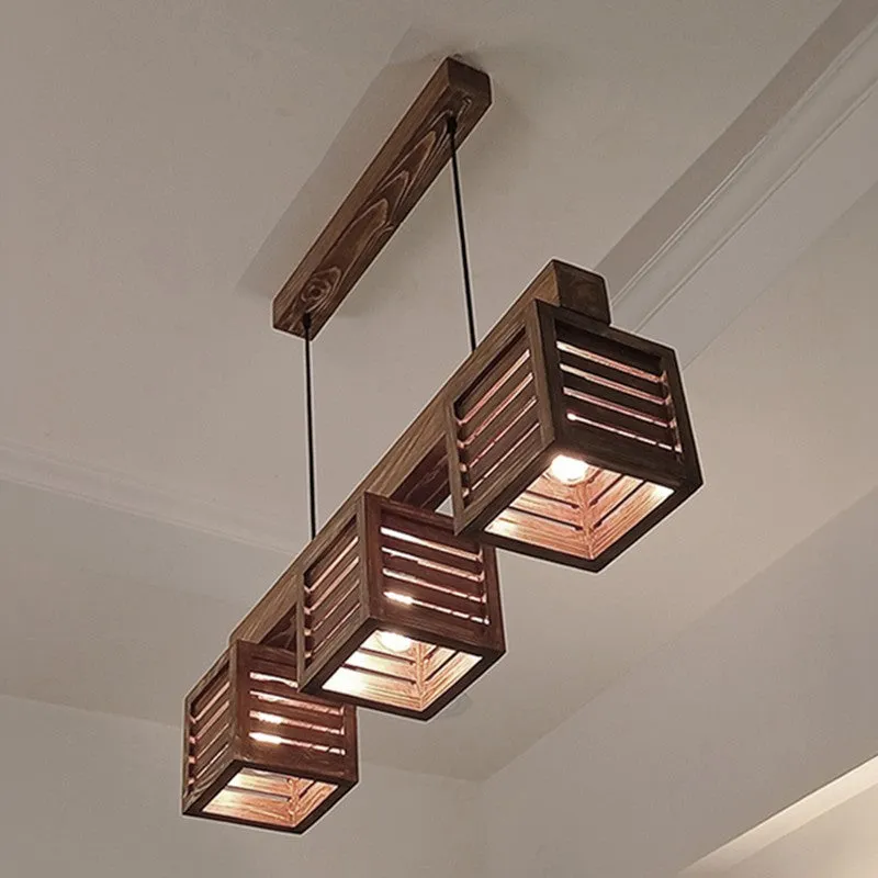 TriFrame Wooden Ceiling Lamp - Brown media 5