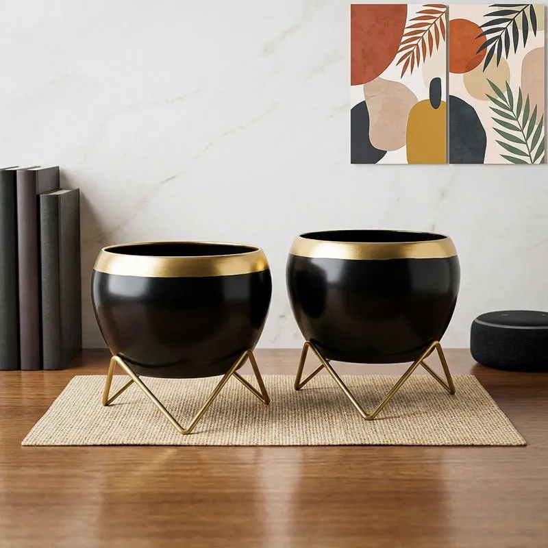 Apple Dun Planter (Black) - Set Of Two media 1
