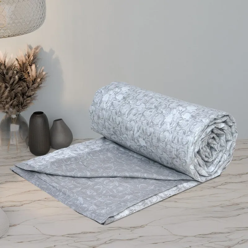Little Petals Printed Cotton Dohar (Grey) - 120 GSM media 4