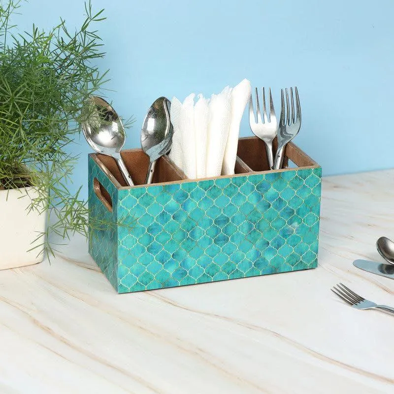 Blue Ombre Patterened Cutlery Holder media 1