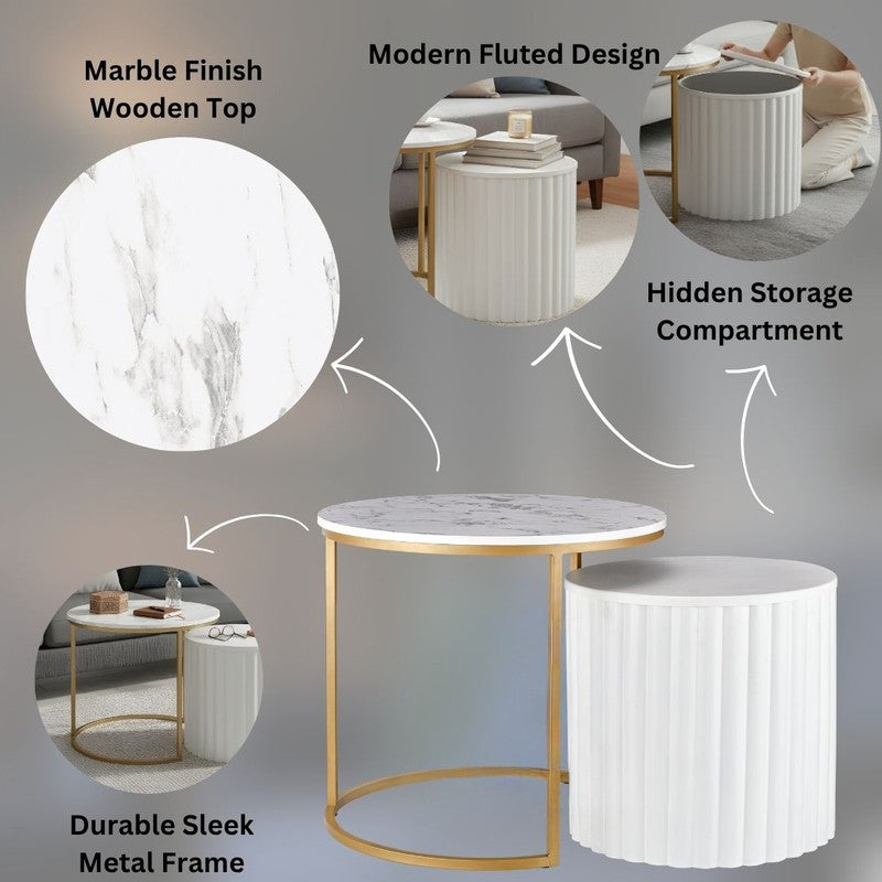 Elvora Center Table (White & Gold) - Set Of Two media 5