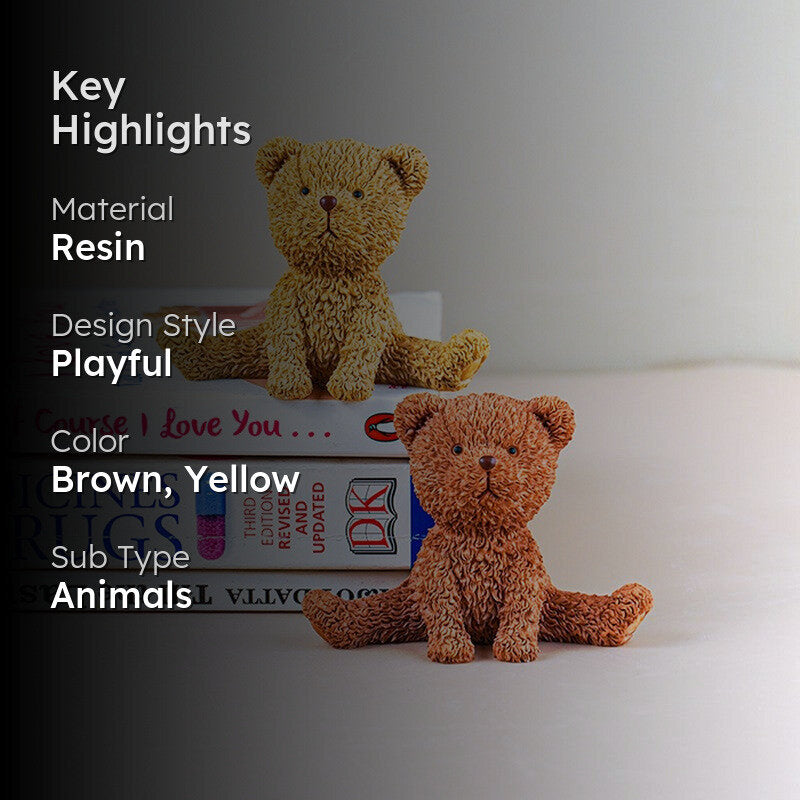 Cuddle Pals Decorative Bears Showpieces (Brown,yellow) - Set Of Two media 2