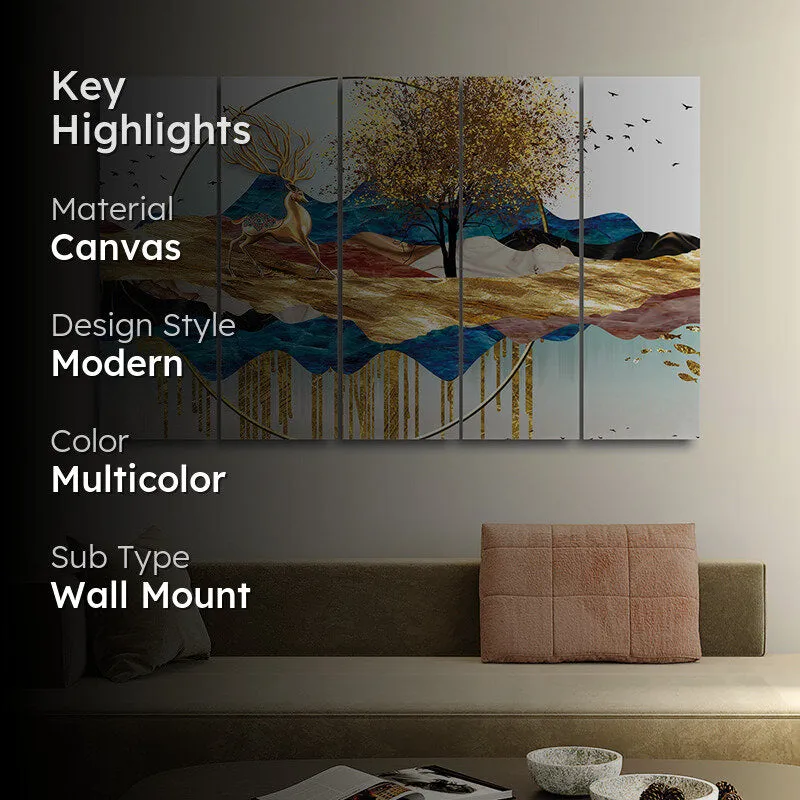 Cosmic Landscape Canvas Wall Art - Set Of Five media 2
