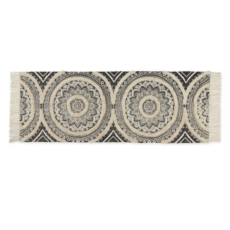 Mandala Cotton Runner Rug (Black) - Set of Two media 3