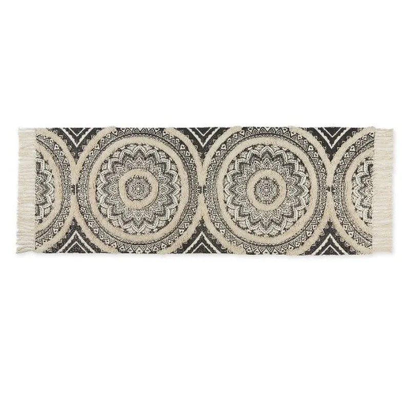 Mandala Cotton Runner Rug (Black) - Set of Two media 3