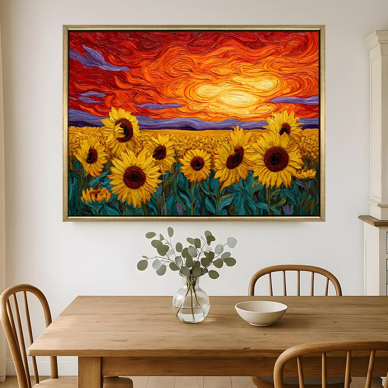 Crimson Horizon Canvas Wall Painting With Frame