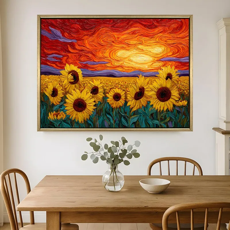 Crimson Horizon Canvas Wall Painting With Frame media 1