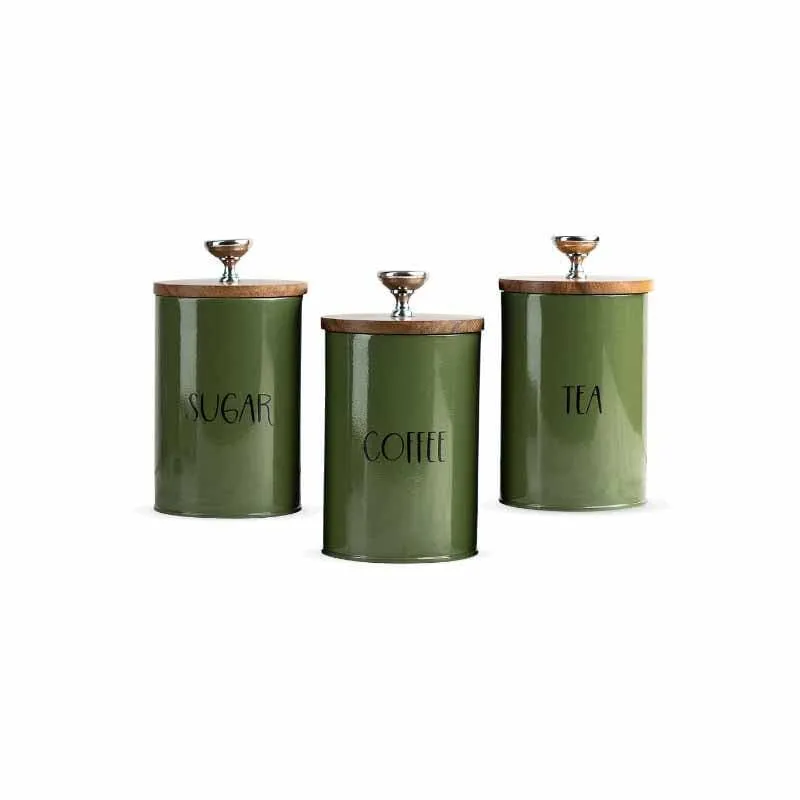 Stylish Green Iron Canister Set (450 mL Each) - Set of Three media 5