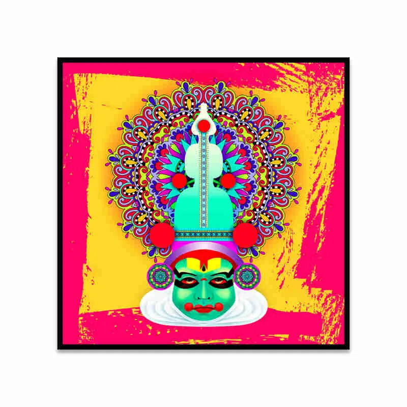 Vibrant Kathakali Canvas Wall Art With Frame media 4
