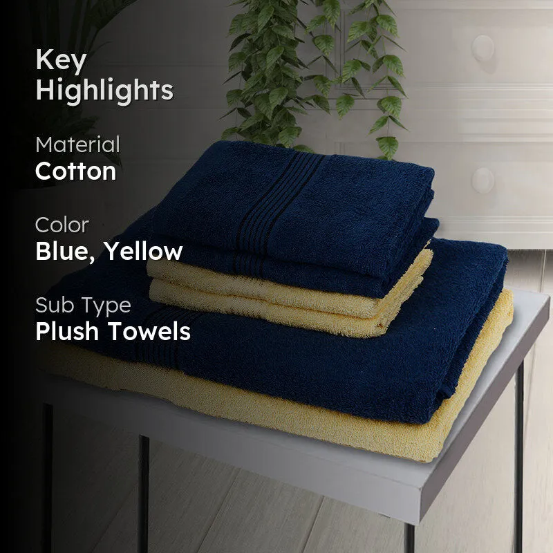 Eva Quick Dry Towel Combo (Yellow & Dark Blue) - Six Piece Set media 2