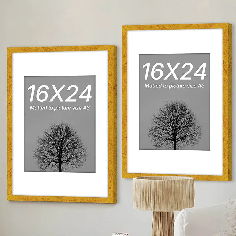 Driftwood Charm Rectangle Photo Frame (Gold) - Set Of Two media 1