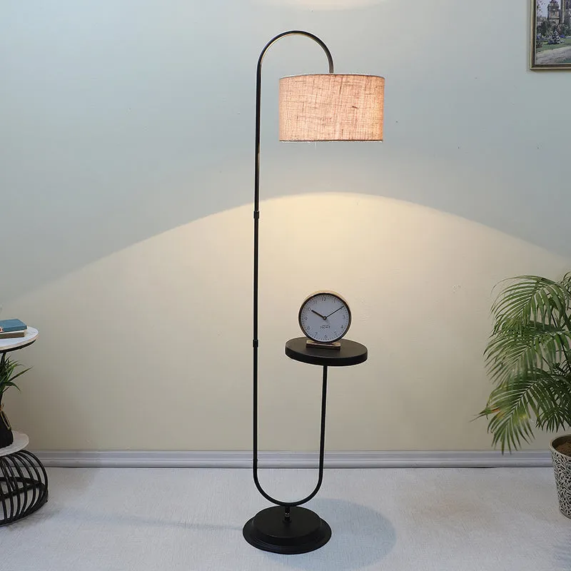 Lucciola Solid Arched Floor Lamp With Shelf - Beige media 1