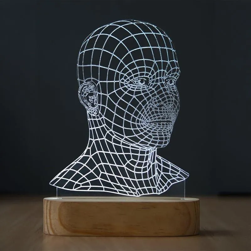 Human Face Luminance LED Acrylic Table Lamp - Brown media 1