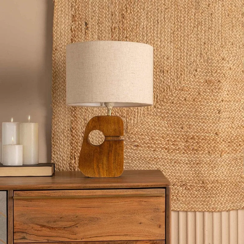 Orange Tree Ruko Mango Wood Table Lamp - White,Beige media 2