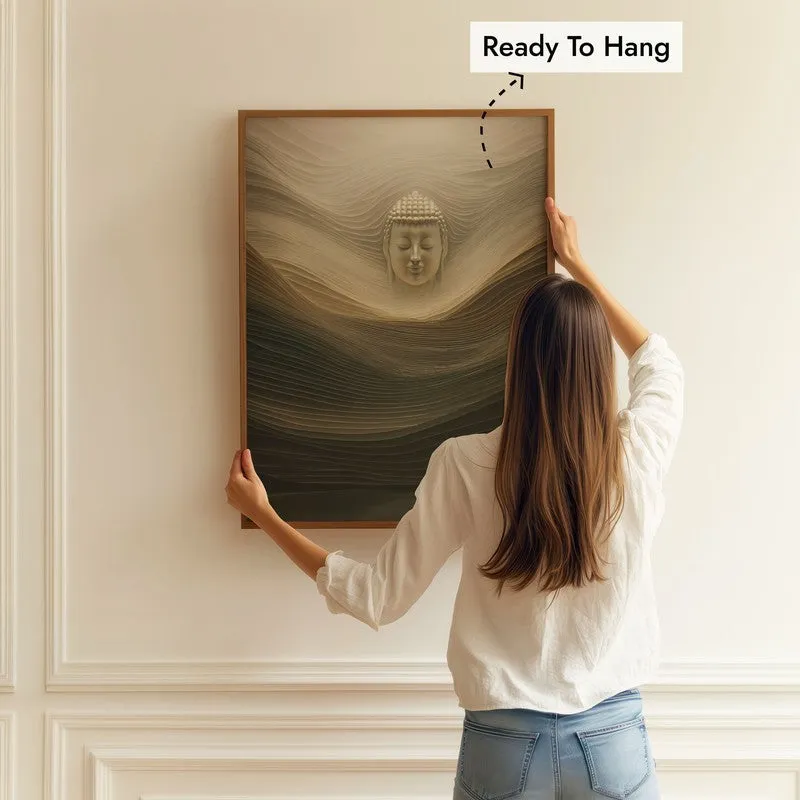 Silent Buddha Archival Paper Wall Painting With Brown Frame media 5