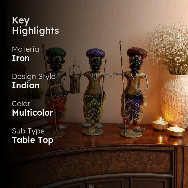 Rajasthani Iron Darbaan Showpieces (Set Of Three) - Set Of Three media 2