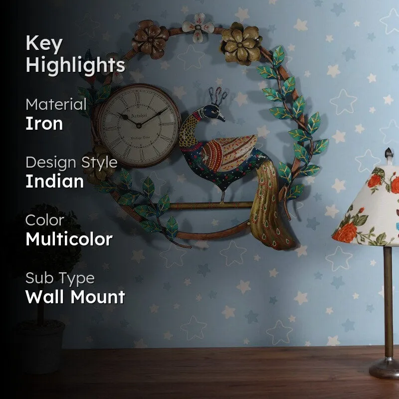 Peacock Clock Iron Wall Accents media 2