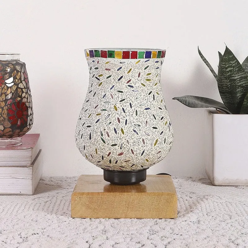 Clairo Mosaic Glass Table Lamp With Wooden Base - Multicolor media 4