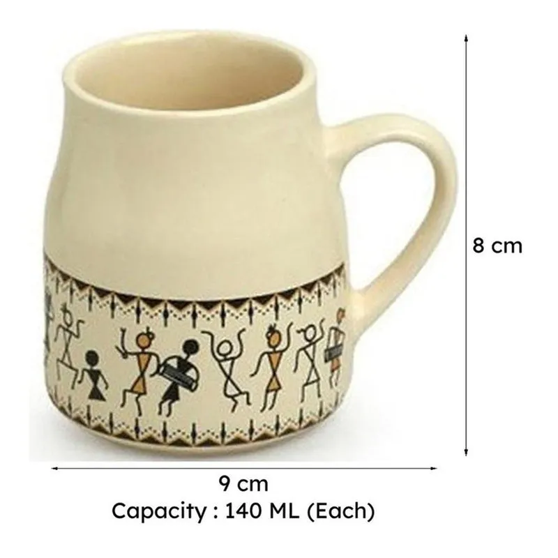 Warli Ceramic Tea Cup (140 mL Each) - Set of Six media 7