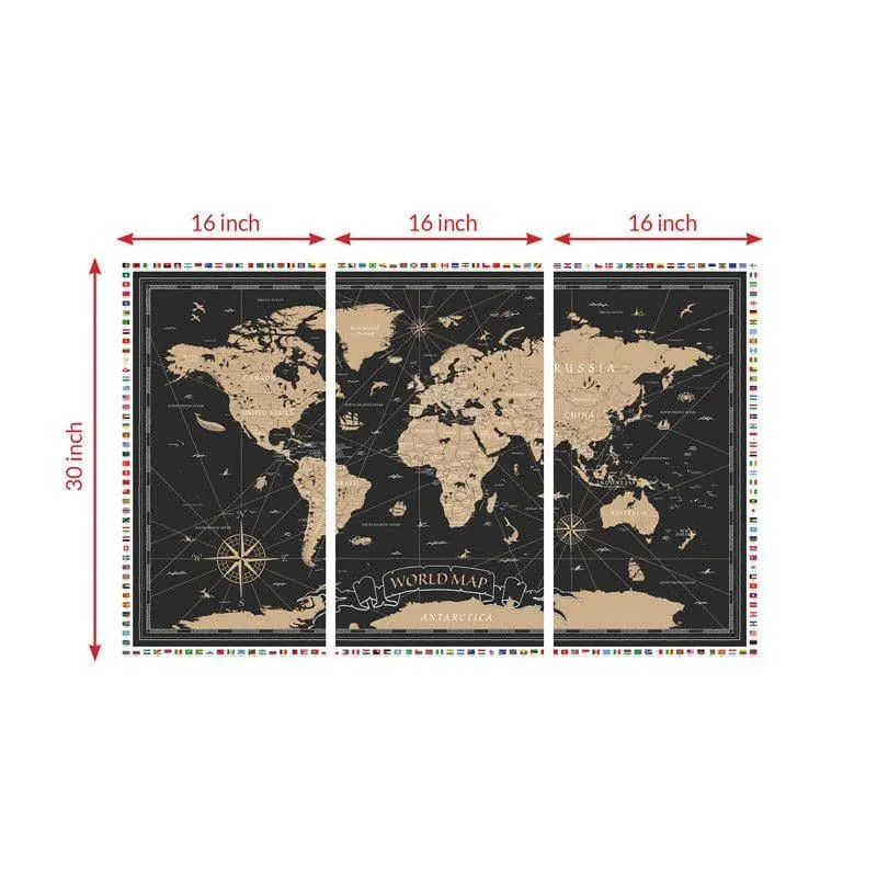 Vintage World Map Wall Art - Set Of Three media 7