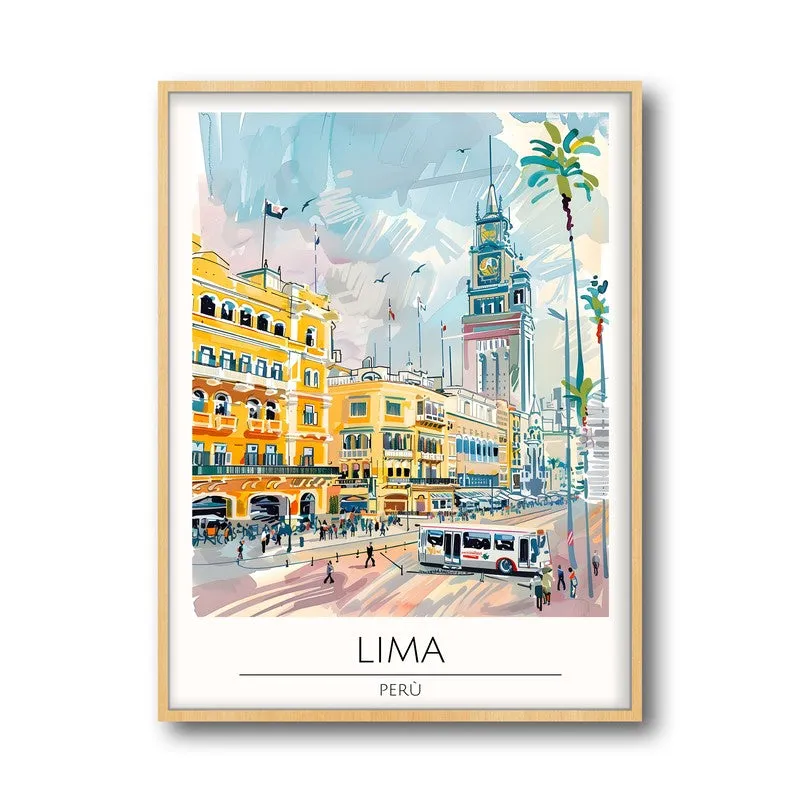 Vintage Lima Framed Canvas Archival Canvas Wall Painting - Natural Brown Frame media 5