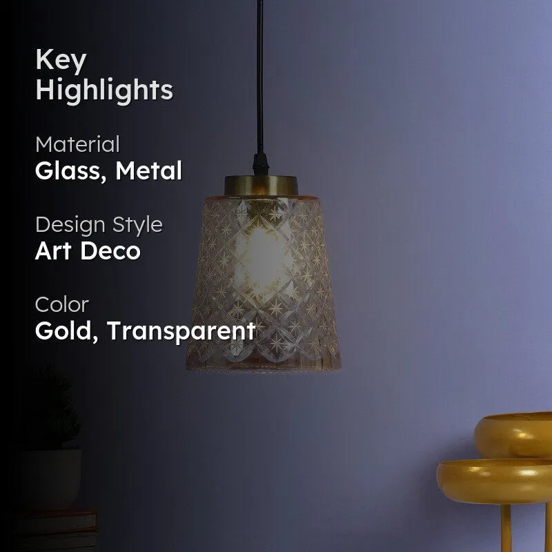 Elysian Glow Glass & Metal Ceiling Lamp media 2