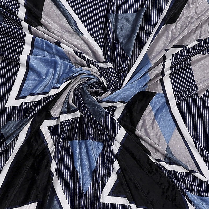 Monte Carlo Urban Triangle I Bedsheet (Blue,Black) - 280 GSM media 5