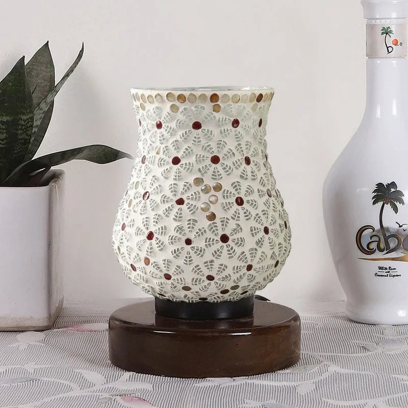 Mosaic Glass Table Lamp With Wooden Base - Multicolor media 4